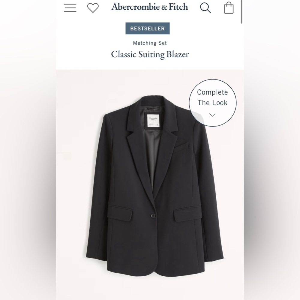 NWT Abercrombie & Fitch Classic Suiting Blazer in Black Size XS